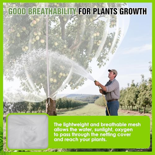 12.6 * 12FT Large Fruit Tree Netting, Tree Nets for Fruit Trees with Zipper and Drawstring, Insect Netting Barrier for Garden Blueberry Bushes Cherry Peach Apple Protection from Squirrels Birds Pests - size: 12.6FT x 12FT