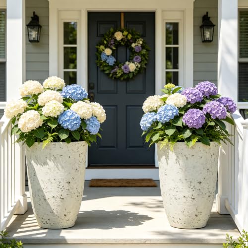 19.5" Tall Resin Planters Set of 2, Faux Birch Bark, White - color: 19.5"h-faux Birch Bark