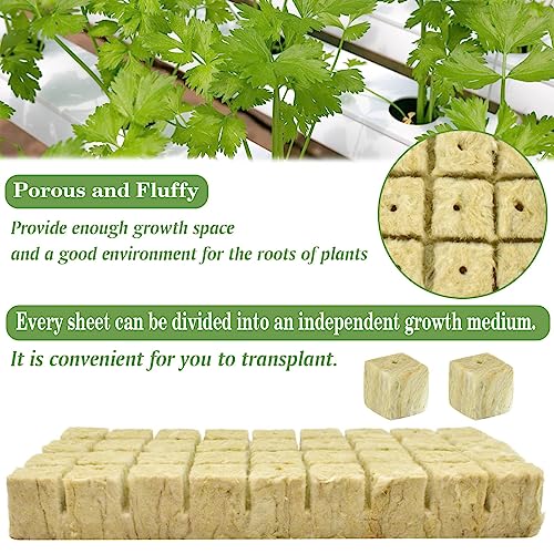 Halatool 1.2 in Rockwool Cubes for Hydroponics, 144 Plugs Seed Starter Cube - color: 4 Sheets, size: 1.2" Cubes