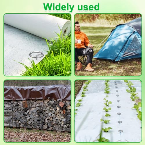 40 Pcs 6-Inch Heavy-Duty Galvanized Landscape Staples – Thickened 8 Gauge Circle Top Pins, Rust-Resistant for Weed Barrier, Landscape Fabric, and Garden Projects - size: 6 in 40 PCS