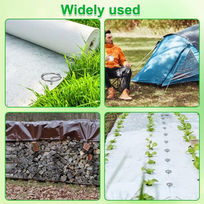 40 Pcs 6-Inch Heavy-Duty Galvanized Landscape Staples – Thickened 8 Gauge Circle Top Pins, Rust-Resistant for Weed Barrier, Landscape Fabric, and Garden Projects - size: 6 in 40 PCS