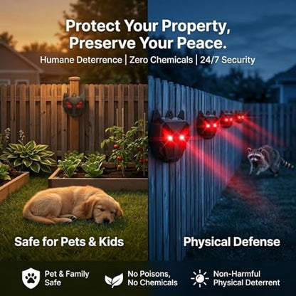 2026 Coyote Deterrent Solar Predator Eyes Animal Repellent Outdoor Red LED Predator Light Deterrent for Deer,Fox, Raccoon,Skunk, Night Sentry for Chicken Coop,Yard,Garden & Farm Protection,4 Pack