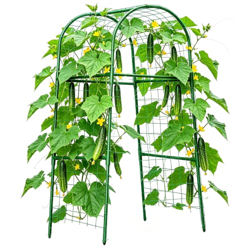 Cucumber Trellis for Raised Bed, U-Shape Garden Trellis for Climbing Plants Outdoor, Metal Arch Plant Support, Vegetables Trellis for Squash Grape Pea Bean Vines Flower (WxH=15.7x47inch)