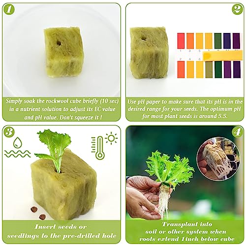 Halatool 1 Inch Rockwool Cubes for Hydroponics, 100 Plugs Seed Starter Cube - color: 2 Sheets, size: 1" Cubes