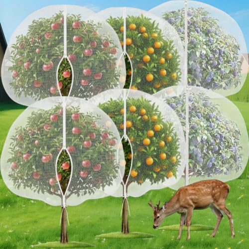 6 Pack Fruit Tree Netting Bags with Zipper and Drawstring, 4 x 6 ft