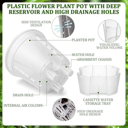 24 Pcs 4.72" Self Watering Pots for Indoor, Clear - color: Clear