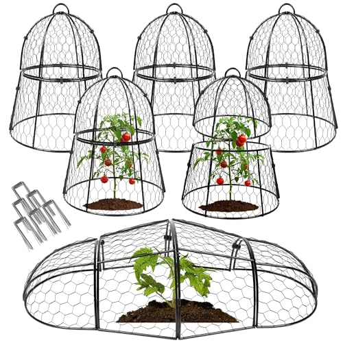 Decoroca 6 PCS Garden Cloches for Plants - Chicken Wire Plant Protectors - size: 6pcs-13.4x13in