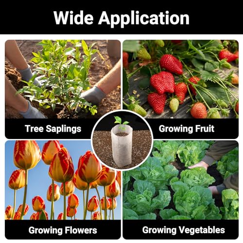 Nursing Growing Pouch, 200 PCS 7.8 x 13.7 Inches Breathable Non-Woven Plants Nursery Grow Bags, Aeration Fabric Seedling Pots Container for Vegetable, Flower, Plant Grow, White - color: White, size: 7.8"x13.7"/Pack of 200
