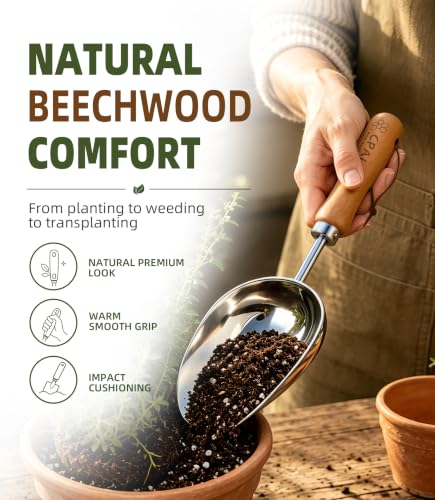 Garden Potting Scoop, Heavy Duty Soil Scoop with 2 mm Stainless Steel