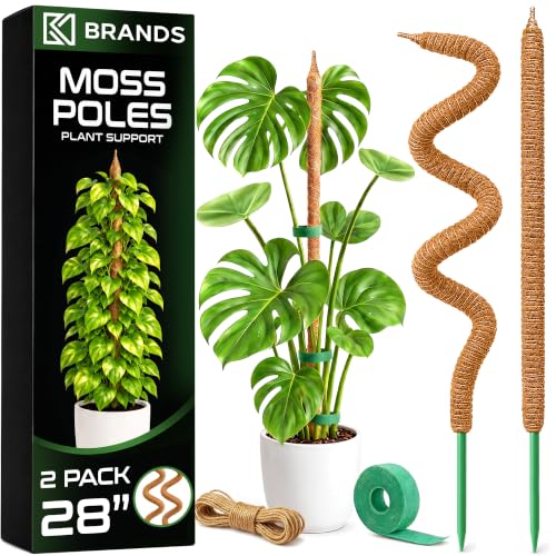 2Pcs 28'' Moss Pole Monstera Plant Support - Plant Stakes for Indoor Plants - size: 2-Pack (28 in)