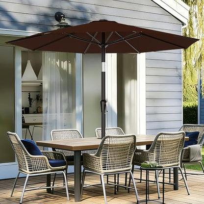 AreShark 9FT Outdoor Patio Umbrella with Tilt and Crank, Brown - color: Brown, size: 9ft