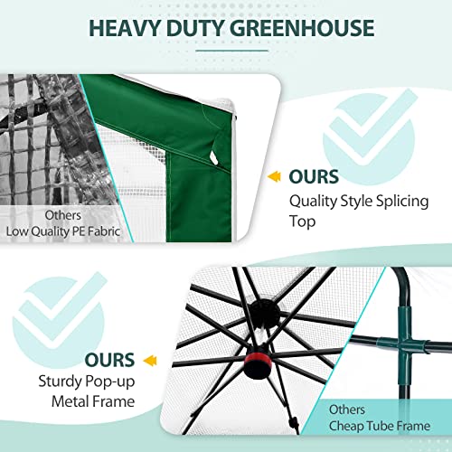 EAGLE PEAK 8x8 Walk in Pop Up Greenhouse, Green/White - color: Green/White, size: 8x8