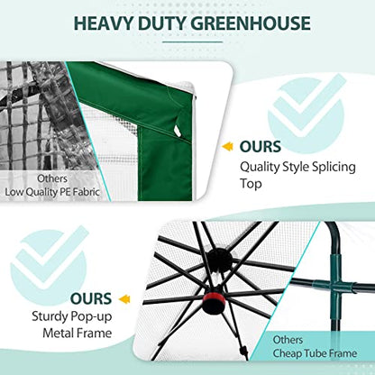 EAGLE PEAK 8x8 Walk in Pop Up Greenhouse, Green/White - color: Green/White, size: 8x8