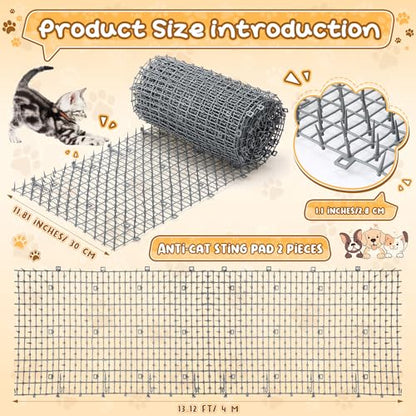 Sanwuta 2 Pcs 26.3 ft Cat Spike Mat Outdoor Deterrent Mat, Gray - color: Gray