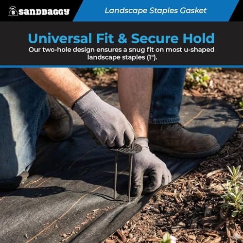 Sandbaggy Landscape Staples Gasket - Plastic Buffer/Washer - Secures and Protects Fabric, Turf, Sod, Wire, Netting - Fits Most Staples (Plastic, 800)