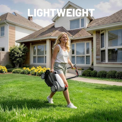 Litheli 14 Inch Battery Lawn Mower with 8.0Ah Long-Life Battery, Brushless Push Mower for Small-Sized Yards, 5-Position Height, 9 Gallon Bag, Lightweight Design - color: White