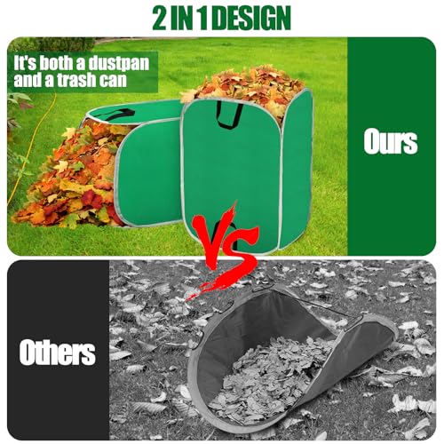 Hysagtek Portable Pop Up Leaf Collector - 80 Gallon Foldable Reusable Yard Garden Leaf Bags with Handles, Self-Standing, Comes with Gloves