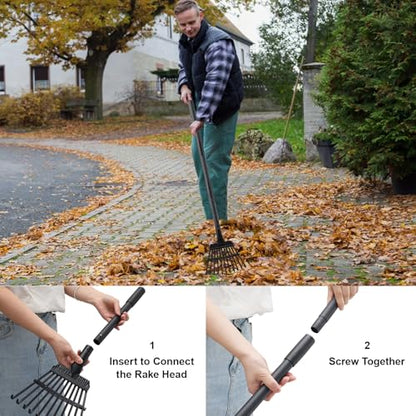 Small Rake for Leaves, 11 Tines Narrow Garden Rake, 60'' Long Handle Small Rakes for Dog Poop, Lawns, Flower Beds, Mulch, Shrub - style: 11 Tines Rake