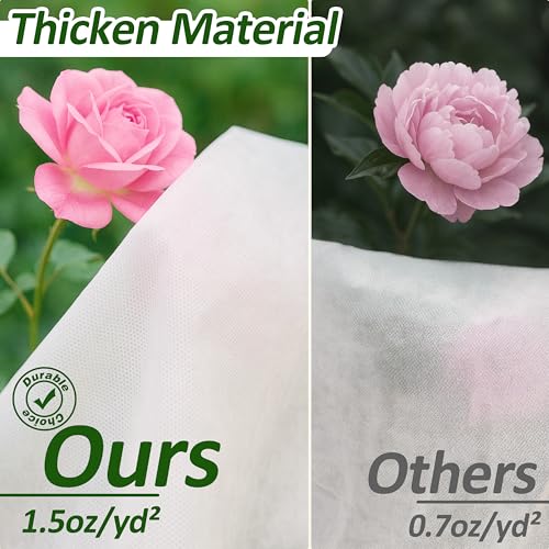 Gardzen 1.5 oz Plant Covers Freeze Protection, Reusable 10ft x 50ft Floating Row Covers, Thicker Frost Blankets for Outdoor Plants, Pests Protection, White - size: 10' x 50'