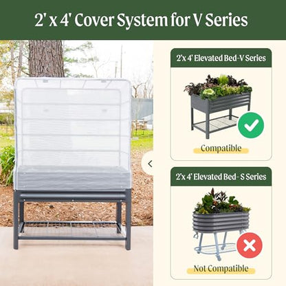 Vego garden Mesh Cover System for 2' x 4' Elevated Raised Garden Bed-V Series, 4 in 1 Trellis and Cover for Plants, Garden Bed Not Included - size: 2' x 4'