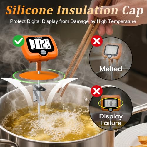 BOMATA Digital Candy Thermometer with Pot Clip, Deep Fry Oil Thermometer - color: Orange