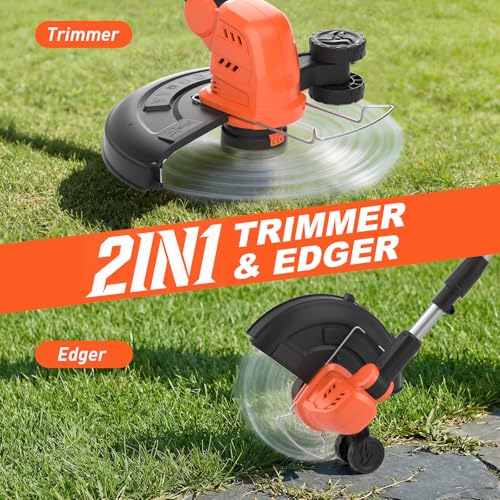 MAXLANDER 20V 13" Lawn Mower&12" Weed Wacker Combo,2×4.0Ah Battery&Charger - color: Black