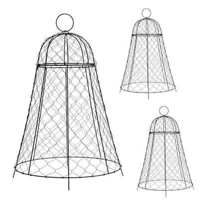 Garden Cloches for Plants 3 Pack - Chicken Wire Outdoor Plant Protectors from Animals - Heavy-Duty Metal Cage with Detachable Lid - Rustproof Covers - 12"D × 17"H - Blocks Rabbits, Squirrels & Birds - size: 3 Pack