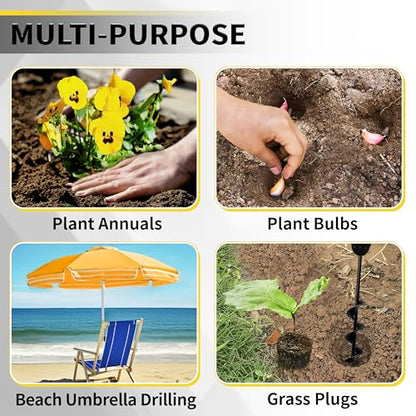 Auger Drill Bit for Planting 1.6"x9"+1.6"x16.5"+2.8"x16.5"+3"x12" Garden Spiral Drill Bit,Heavy-Duty Bulb Auger, Post Hole Digger for 3/8" Hex Driver Drill Solid Shaft - size: 1.6"x9"+1.6"x16.5"+2.8"x16.5"+3"x12"