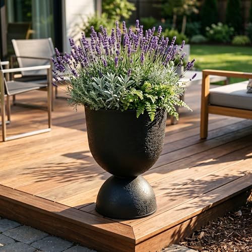 KOL 23 Inch Tall Planters, Black Plastic Urn Planters, 1 Pack - color: Black, size: Single: 23"