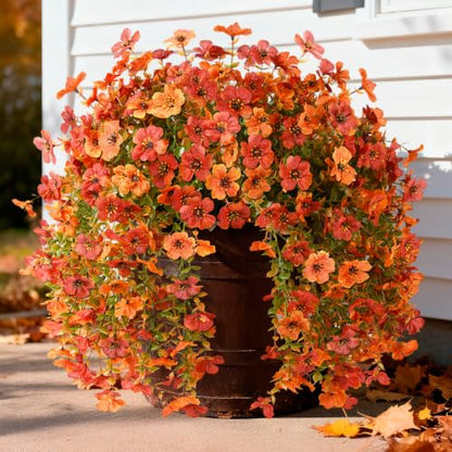 ZFProcess Artificial Fall Flowers for Outdoors 2PCS Silk Fake Flowers - color: Fall Orange