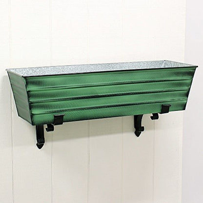 Achla Designs Galvanized Window Flower Box Planter-Green-Large (35.5" L x 11" W x 9.5" D) - color: Green, size: Large