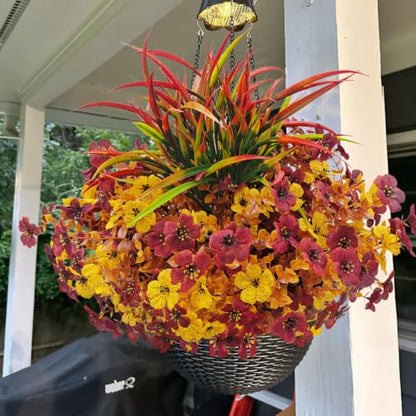 12 Bundles Artificial Fall Flowers for Outdoors Fake Mums UV Resistant - color: Fall Colors