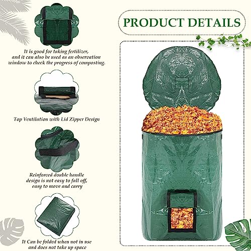 Berlune 4 Pack 72 Gallon Reusable Yard Waste Bag Garden Lawn Leaf Bag Heavy Duty Large Compost Bin with Lid and Handles for Outdoor Debris Trash Leaves Grass Clippings - size: 1 Count (Pack of 4)