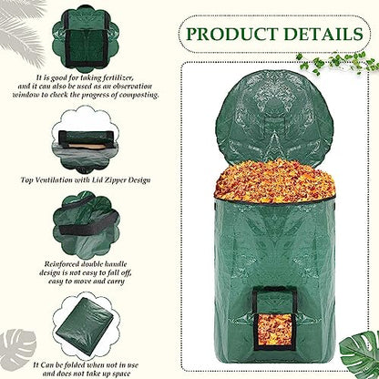Berlune 4 Pack 72 Gallon Reusable Yard Waste Bag Garden Lawn Leaf Bag Heavy Duty Large Compost Bin with Lid and Handles for Outdoor Debris Trash Leaves Grass Clippings - size: 1 Count (Pack of 4)
