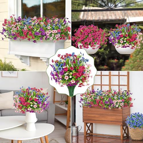 20 Bundles Artificial Flowers for Outdoors Fake Plants, Mixed - color: Mixed Color