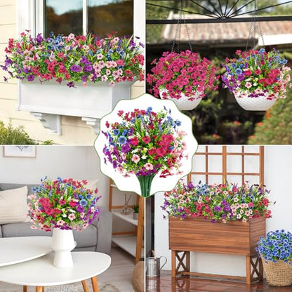 20 Bundles Artificial Flowers for Outdoors Fake Plants, Mixed - color: Mixed Color