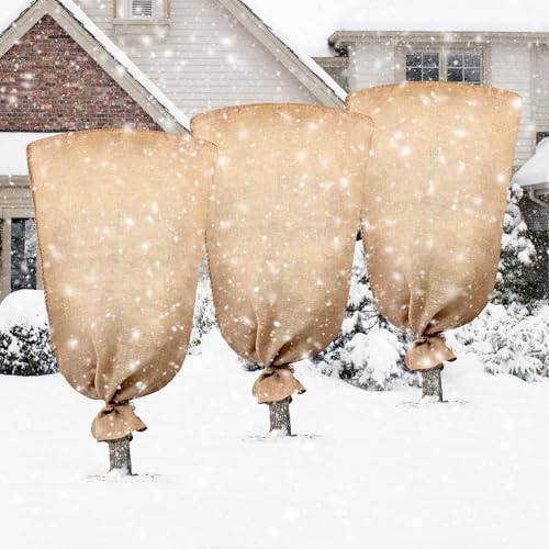 Legigo 3 Pack 24 X 40 Inch Burlap Bags for Winter Plant Frost Protection - size: 24 X 40 Inch