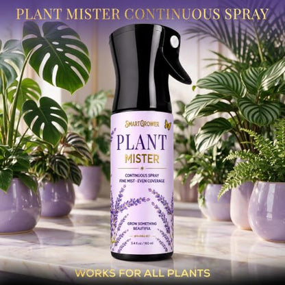 Plant Mister Spray Bottle for Indoor Plants With Plant Care Guide - color: Lavender Garden