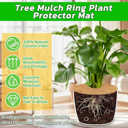Legigo 4 Pack Coconut Fiber Mulch Ring Tree Plant Protector Mat, 14 Inch - color: 4 Pack, size: 14 Inch
