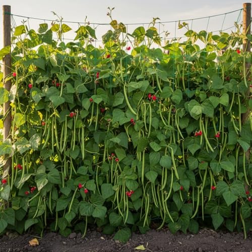 Heavy Duty Trellis Netting for Climbing Plants, Garden Netting for Vegetables, Strong Plant Support Net for Cucumbers, Tomatoes & Peas, with 50 Plant Ties - size: 6.6 ft x 9.8 ft