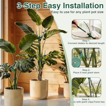 10Pack Stackable Plant Support, 2 in 1 Monstable Plant Stakes & Tomato Cage Kits for Indoor Outdoor Climibing Plants, Durable Alternative to Moss Pole Sticks Trellis for Houseplants Potted - size: 10 Pack