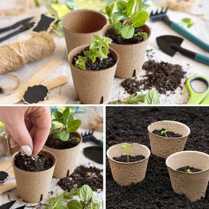 130 Pcs 3.15 Inch Peat Pots,Seed Starting Pots with Drainage Holes Round