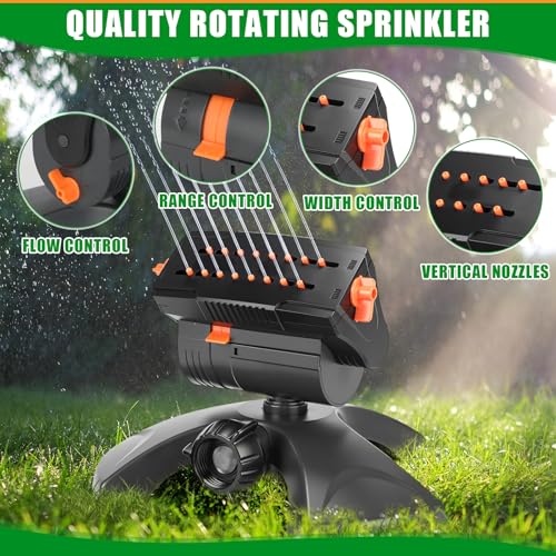 Reallnaive 3 Pcs Adjustable Oscillating Sprinkler ABS Weighted Base - style: Weighted Base