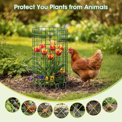 18PCS Plant Protectors from Animals, 13"x13" Metal Plant Cages for Outdoor Plants, Reusable Plant Covers from Animals, Garden Cloche & Chicken Wire Cloche for Vegetables, Flowers, Seedlings
