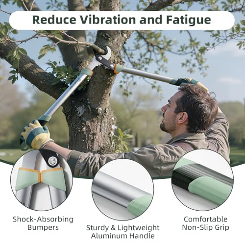 PrunePro Pruning Shears Loppers Set - Adjustable Bypass Hand Pruner Sharp German Stainless Steel Teflon Coating Garden Clippers for Branches Stem Plant Tree Cutters