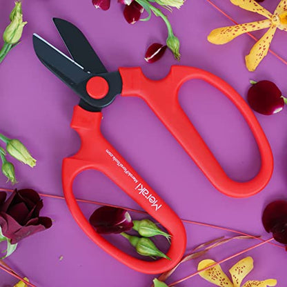 MerakiFloralTools Flower Scissors With Black Carbon Steel Blades 6.7 Inch, Amaryllis (Red) - style: 6.7 Inch Red