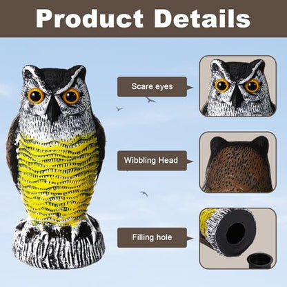 Qualirey 6 Pcs Fake Owl Decoys to Scare Birds Away 4 x 7.8 Inch Mini Plastic Owls Statue Outside Bird Deterrents Bird Scarecrow Sculpture Owl to Keep Bird Away for Outdoor Home Garden Yard Patio Decor