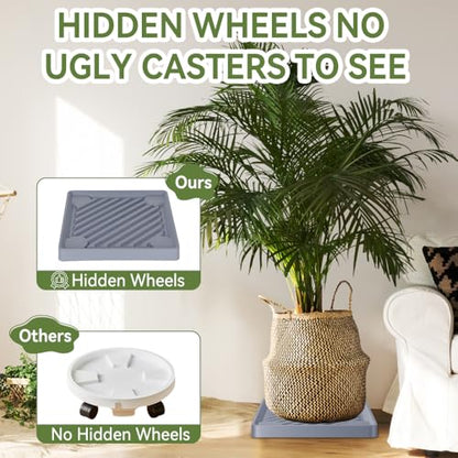 12.2" SquarePlant Caddy Beige with Hidden Wheels & Garden Tools Set - size: 12.2 Inch - Grey (2 Pcs)