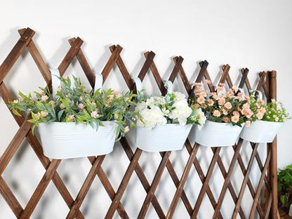 2 Pack 10" Metal Hanging Fence Planter Outdoor with Detachable Hooks, White - color: White