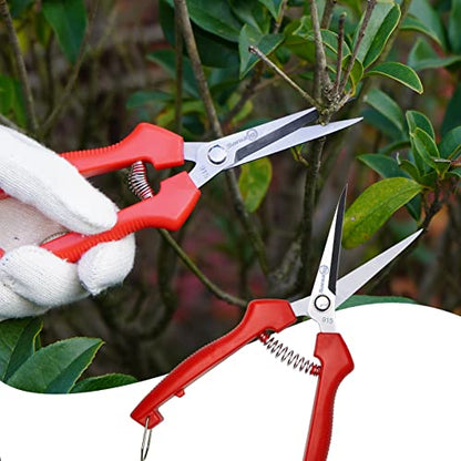 Sanung 2 PACK Straight Stainless Steel Pruning Shears, Hand Pruner Garden Trimmer Scissors with PVC Handle Safety Lock, Ideal for Gardening, Tree Trimming